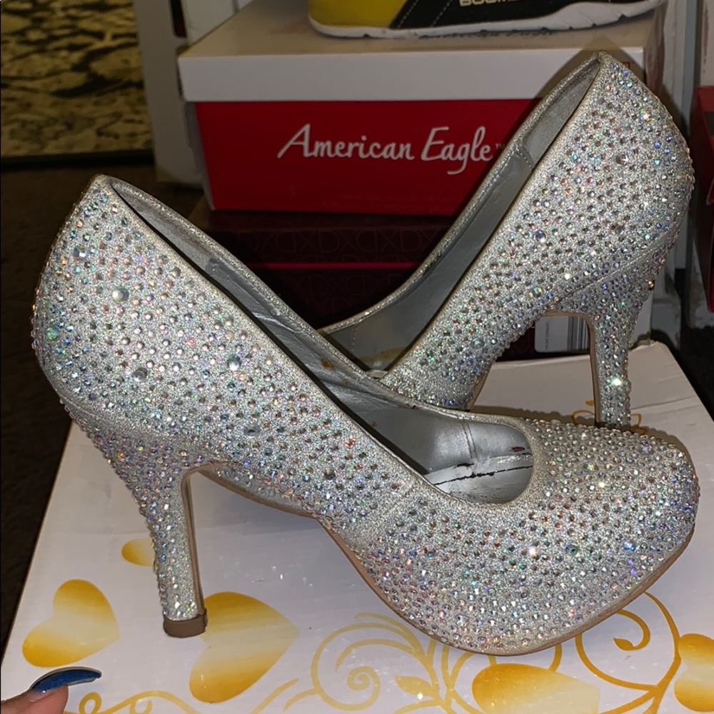 Silver sparkly high heels